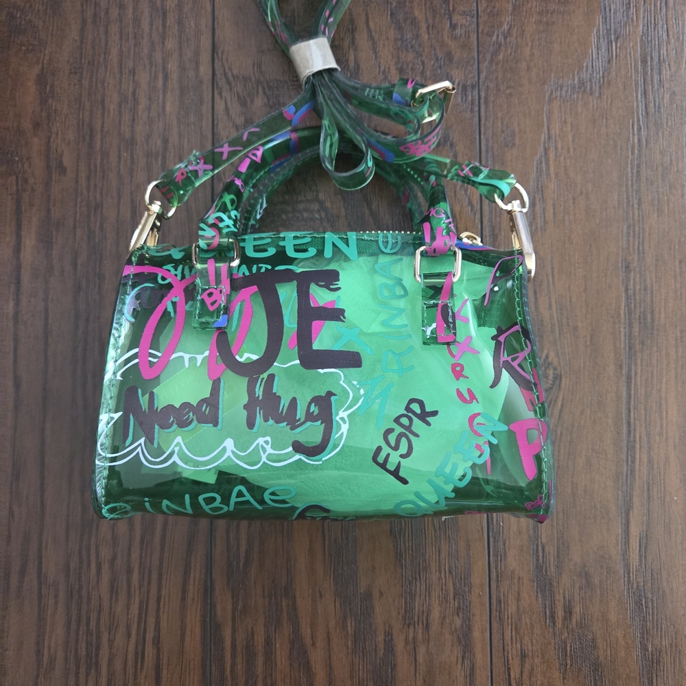 Green Transparent Graffiti Handbag